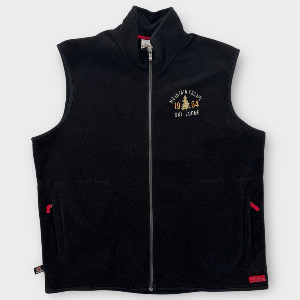 Vintage Crazy‎ Shirts Polartec Vest Mens XXL Full Zip Fleece Black Ski Jacket